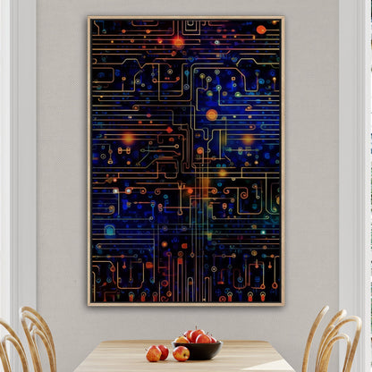 Impressionistic Circuit Board Painting - Binary Circuitry Revival