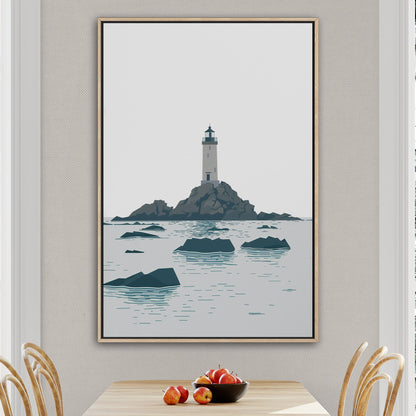 Minimalist Lighthouse Art in Retro Colors - Coastal Dreamer