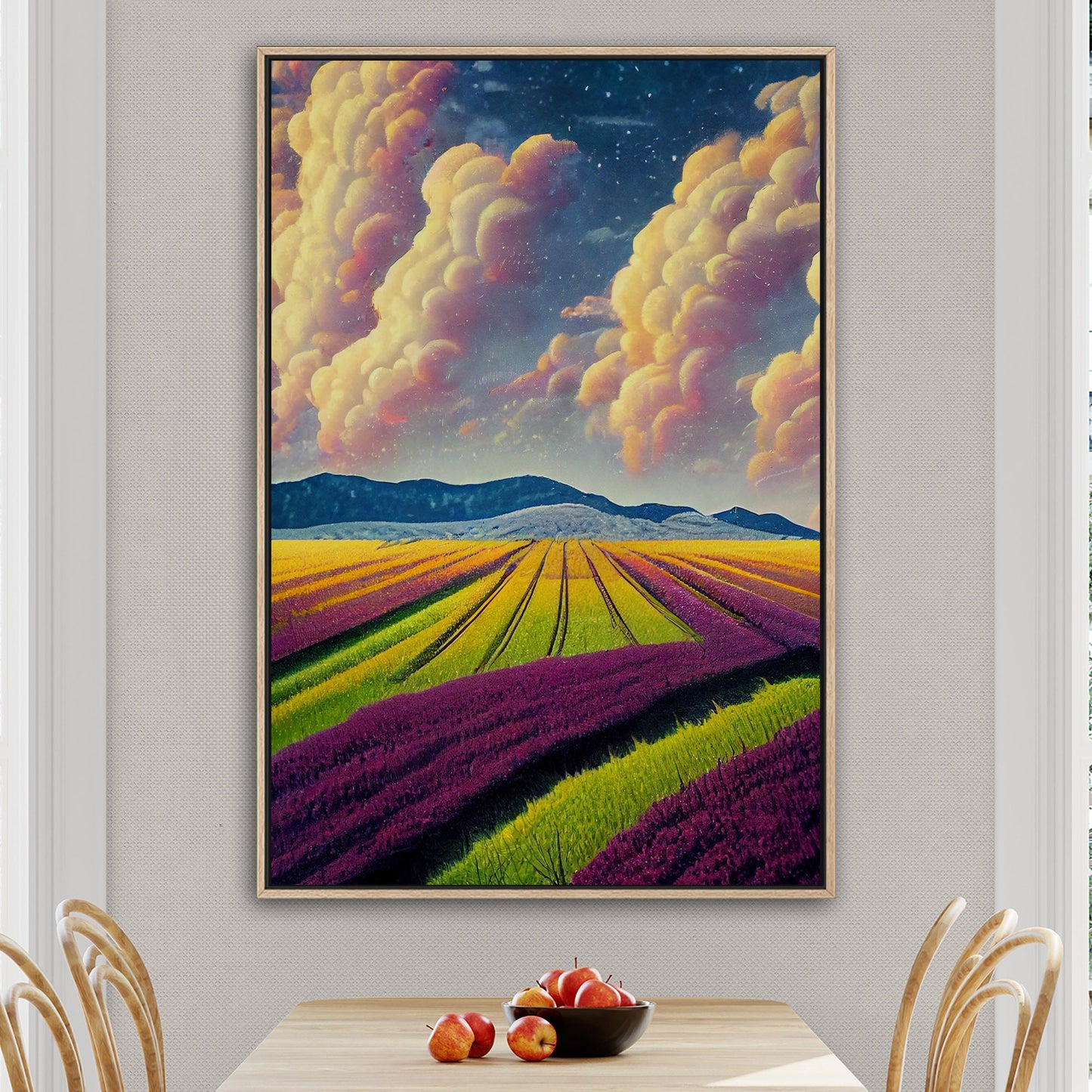 Surreal Whimsical Grape Fields Landscape Illustration - The Grape Sky