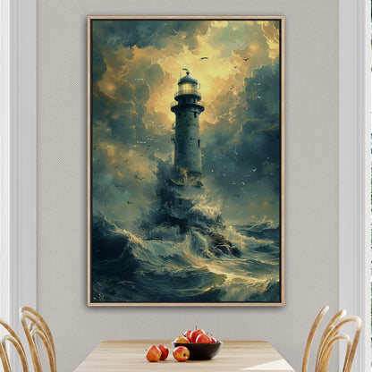 Handmade coastal lighthouse artwork - Illuminated Tranquility