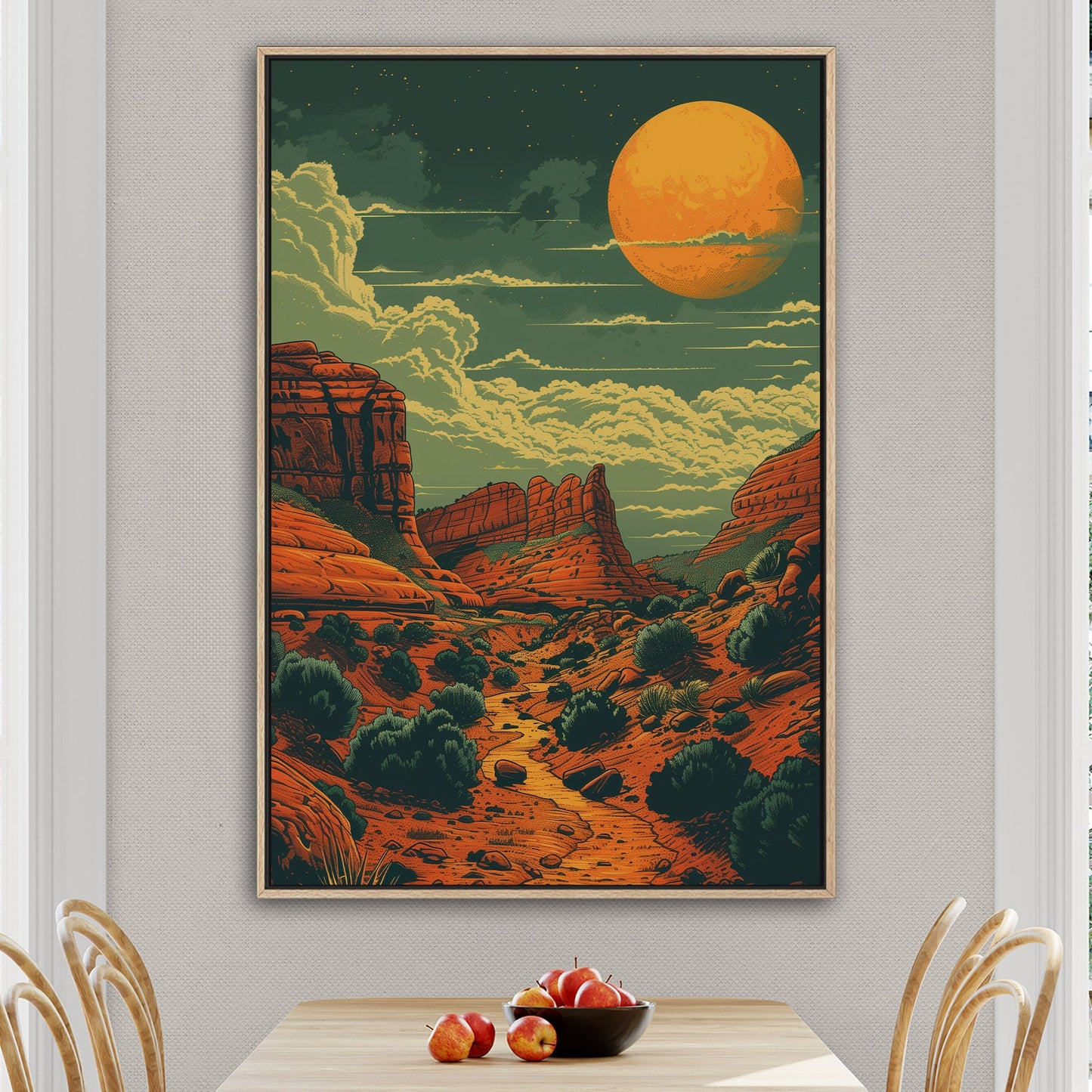 Red Rocks Desert Stylized Illustration - Red Reverie