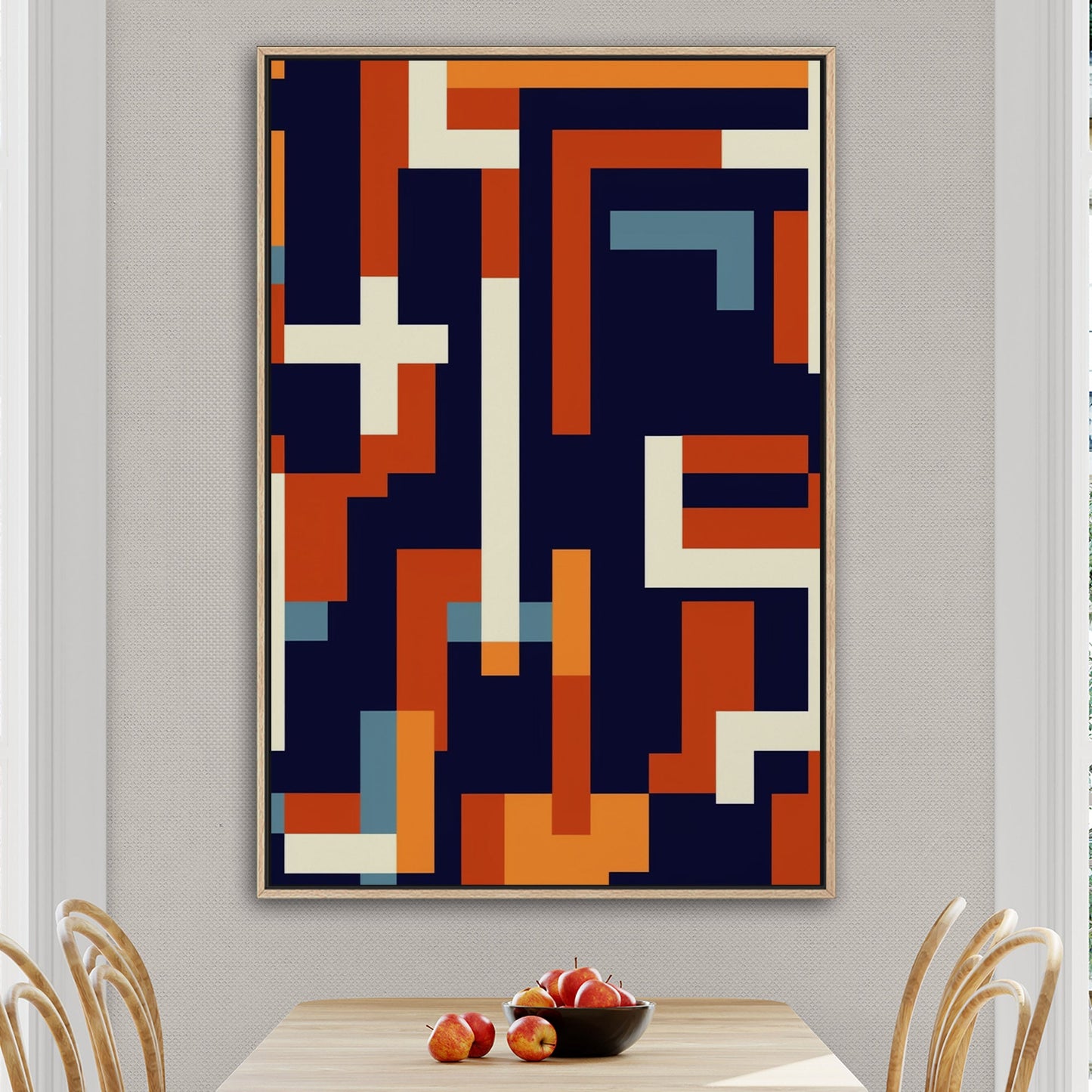 Geometric abstract wall art in blue and gold - Zenith Bliss