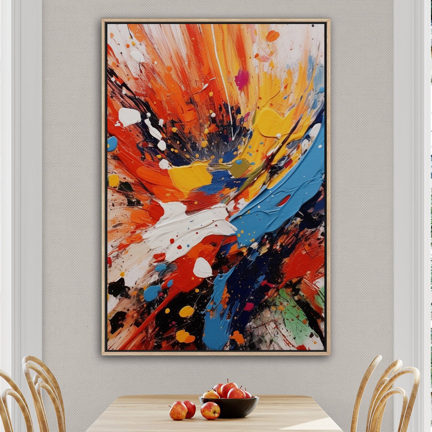 Vibrant abstract with dynamic paint splatters print - Energy Burst