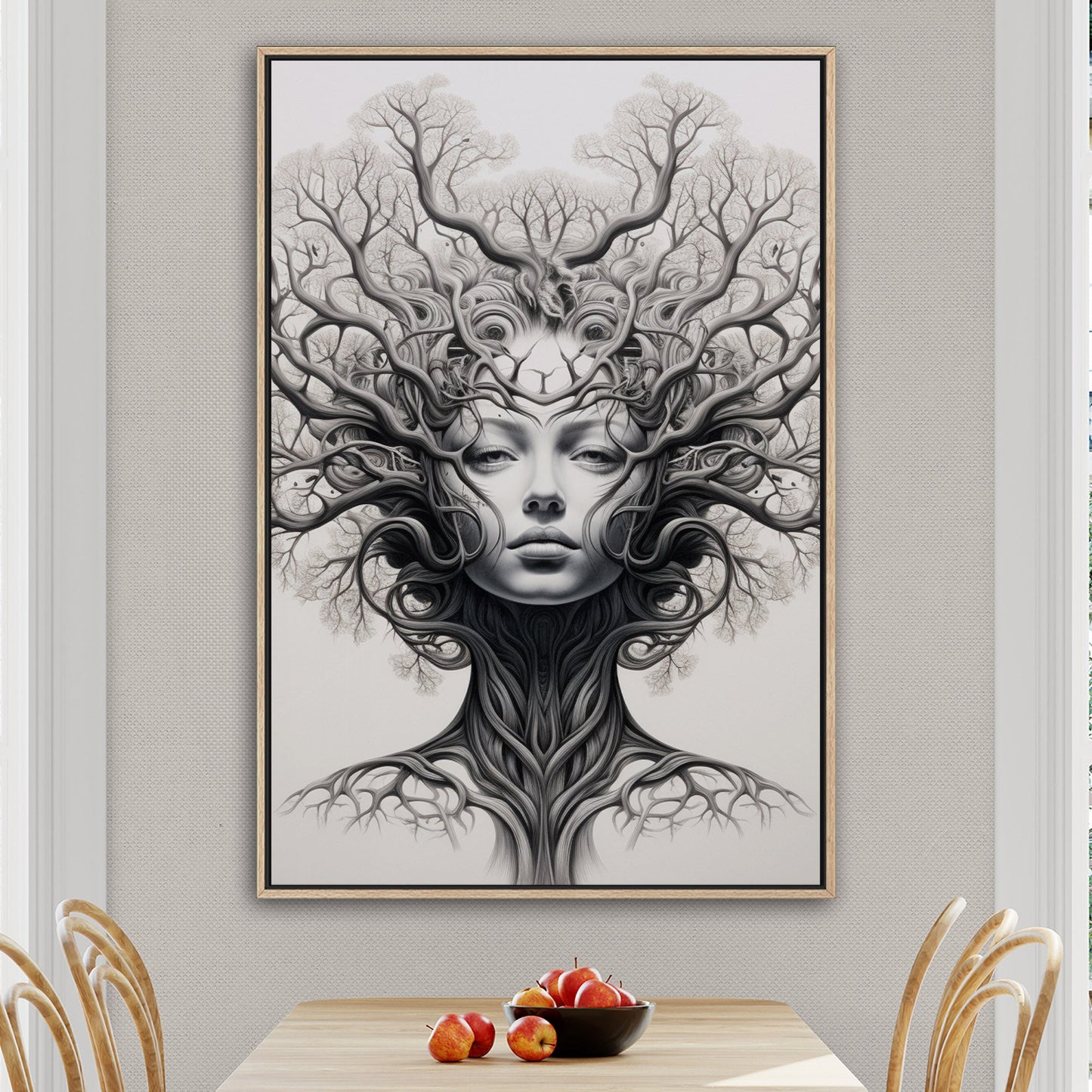 Sleek black and white tree artwork, elegance - Botanical Noir