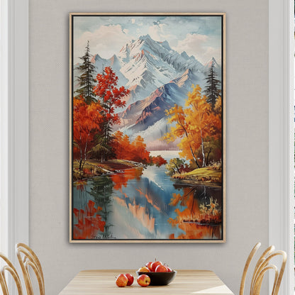 Vintage Mountain Landscape Painting - Enchanted Wilderness Retreat