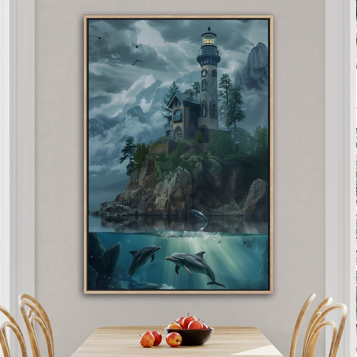 Enchanting lighthouse on misty cliffside - Dream of Serenity