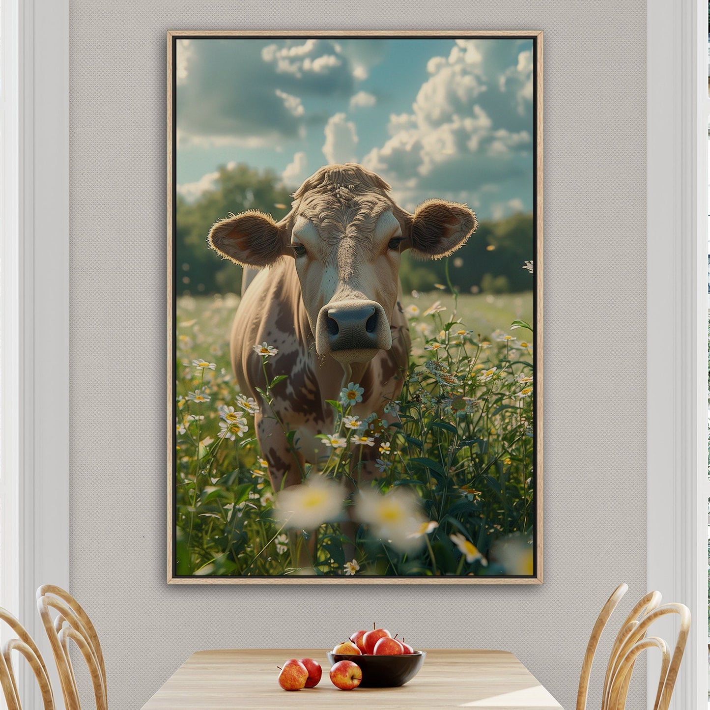 Photorealistic Cow in Pasture Portrait - Cow Serenity