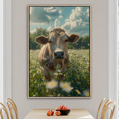 Photorealistic Cow in Pasture Portrait - Cow Serenity