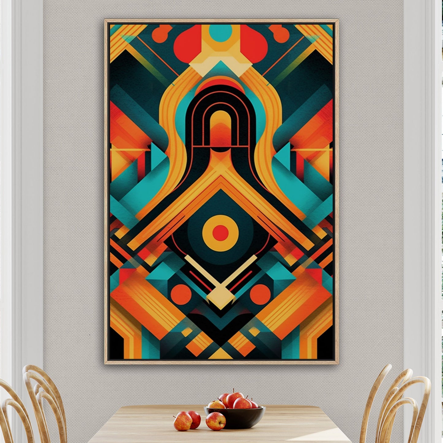 Art Deco Style Symmetrical Abstract Colorful Digital Render - Vibrant Textile Dance