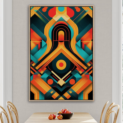 Art Deco Style Symmetrical Abstract Colorful Digital Render - Vibrant Textile Dance