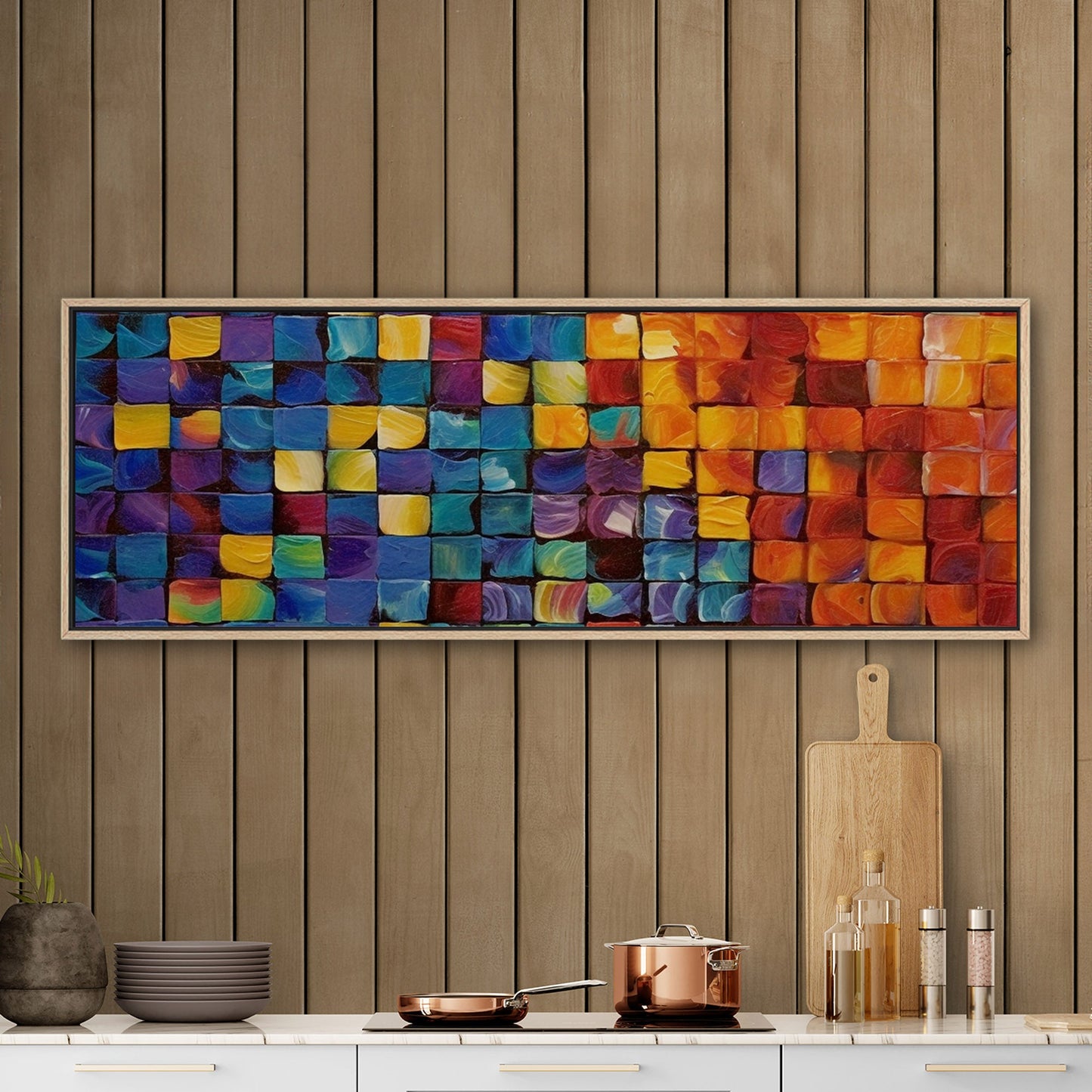 Colorful abstract squares textured painting - Formation Function