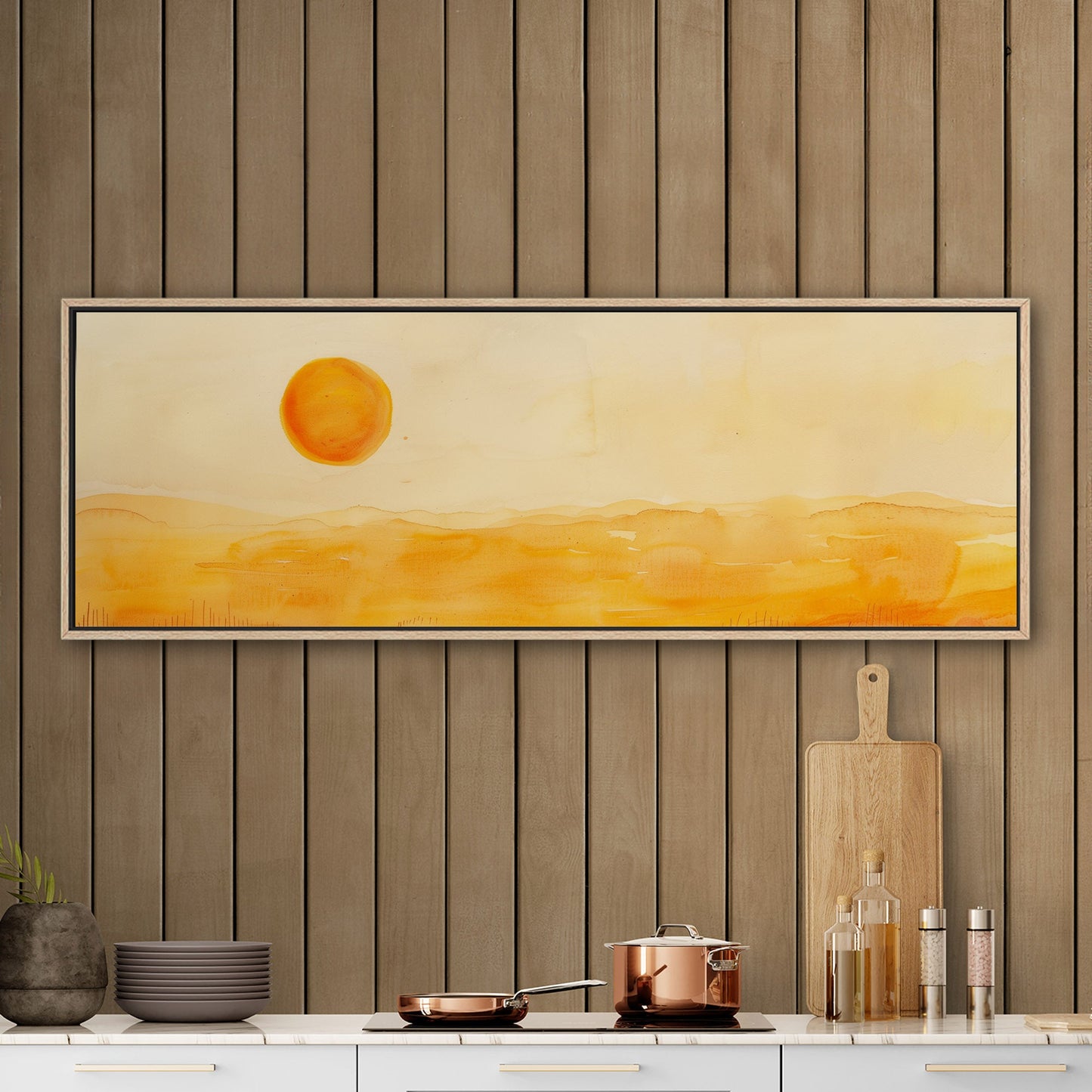 Tranquil desert vista in watercolor - Sunset Serenity