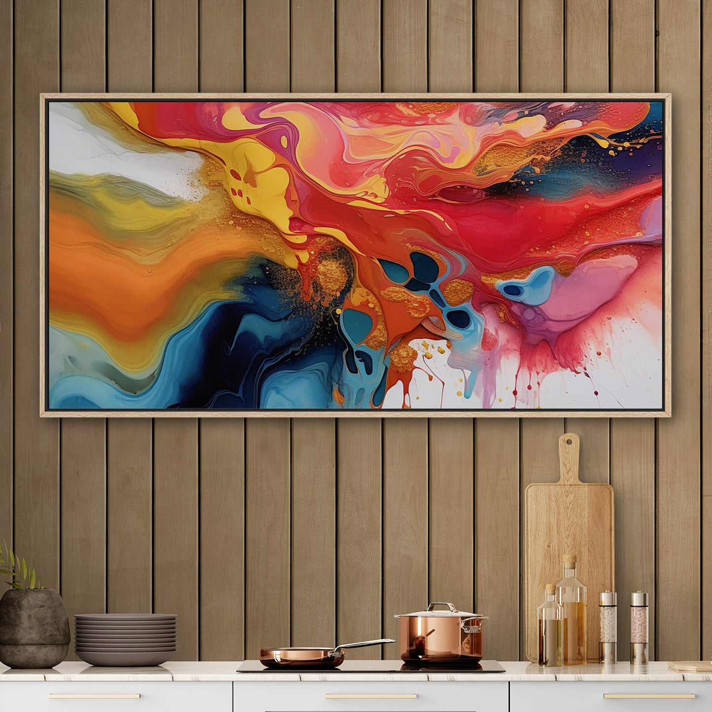 Vibrant Multicolor Oil Paint Abstract - Fluidity in Vibrant Color