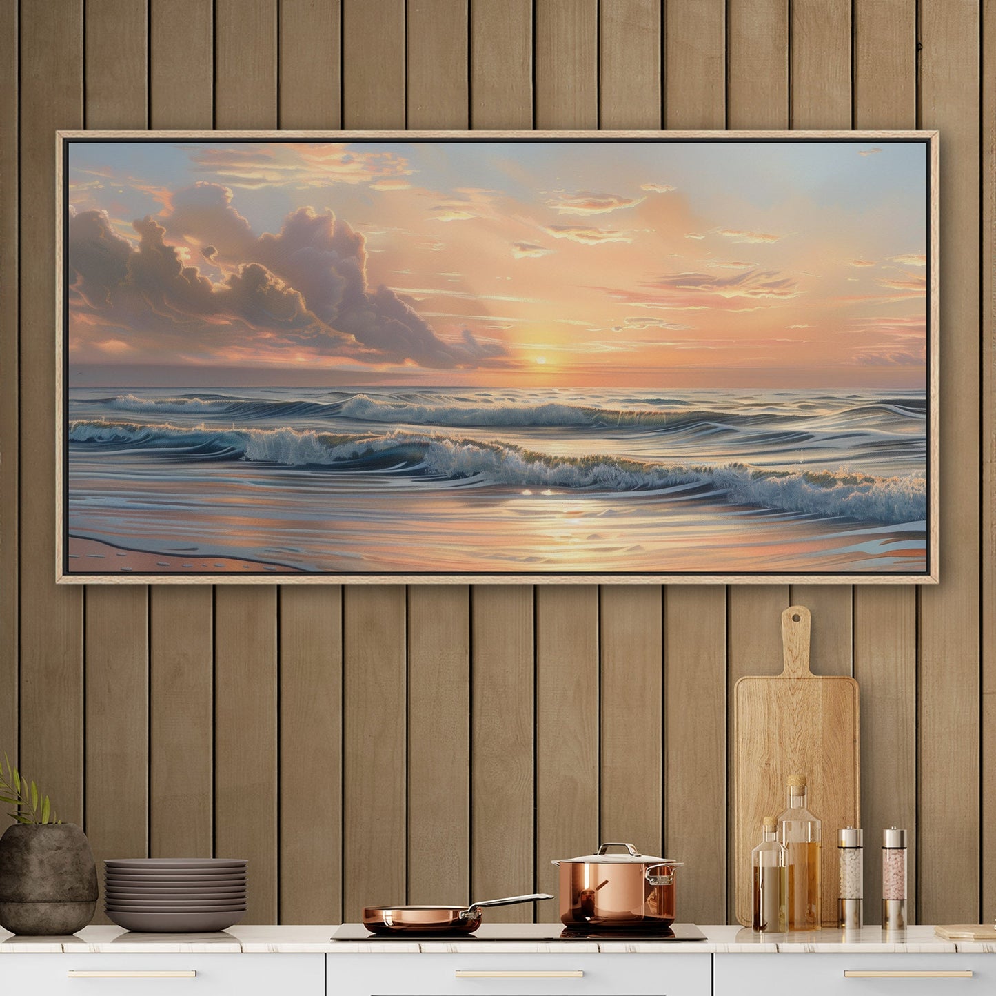 Coastal sunset serenity, pastel colors - Tranquil Reflections in Paradise