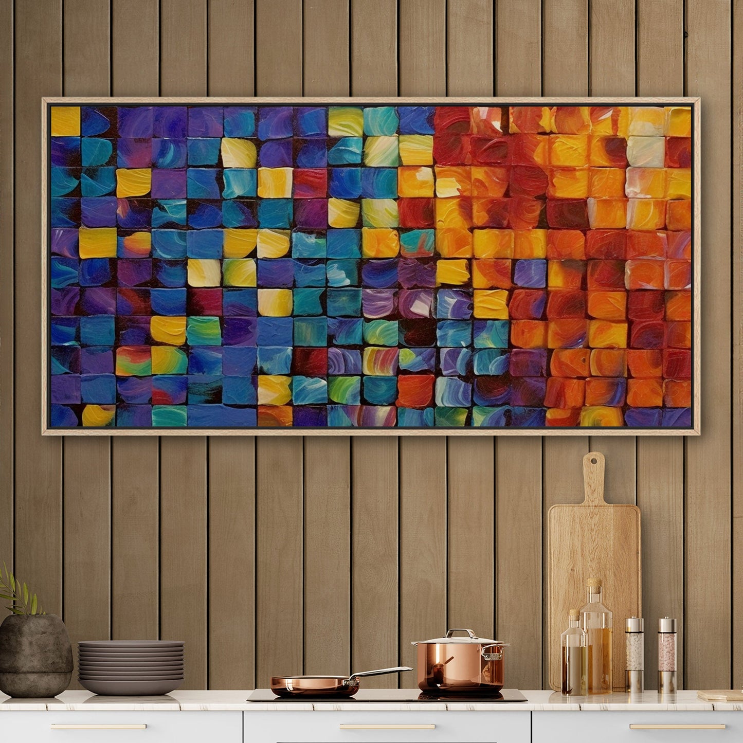 Colorful abstract squares textured painting - Formation Function