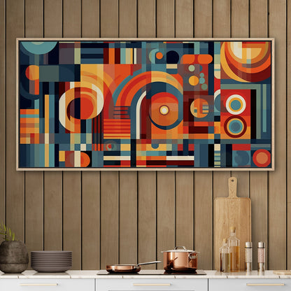 Geometric Shapes Abstract in Blues and Oranges - Geometric Illusion Harmony