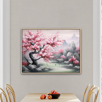 Asian Watercolor Botanical - Cherry Blossom Serenity