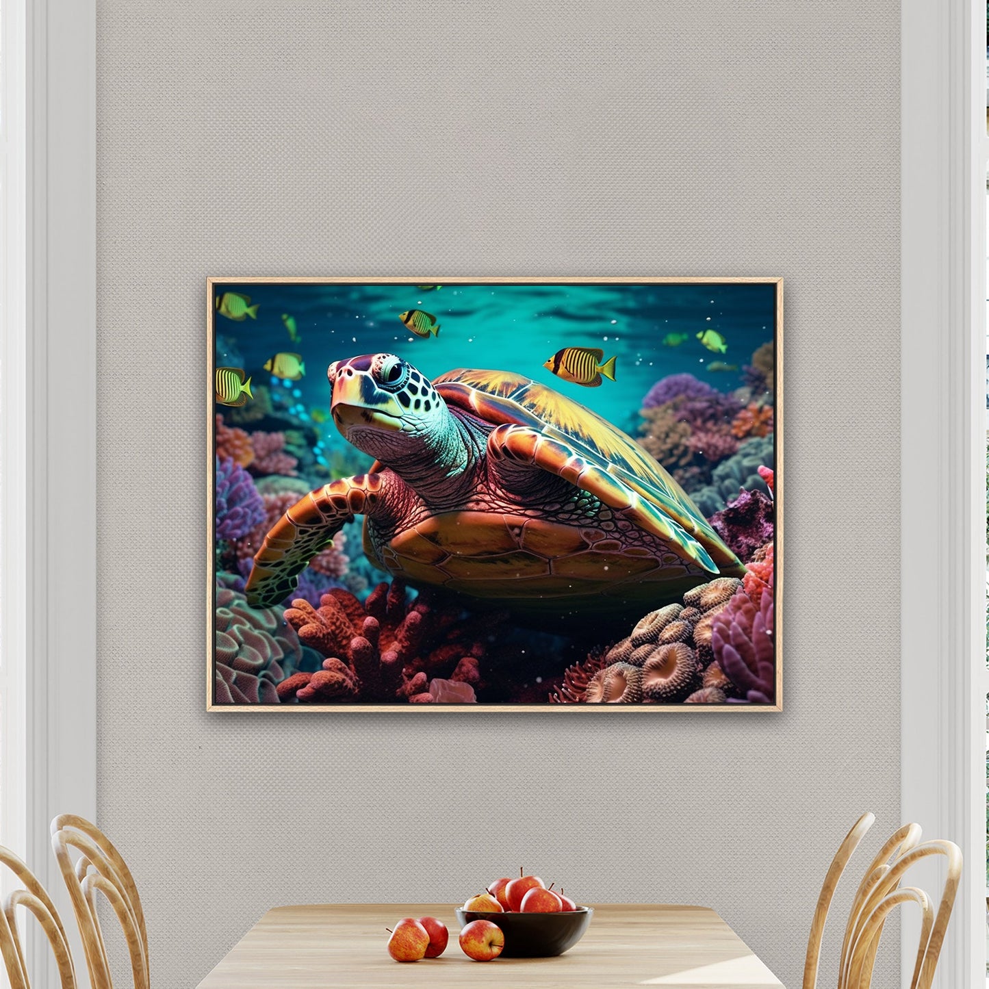 Sea Turtle Closeup Portrait in Corral - Coral Realm Quest