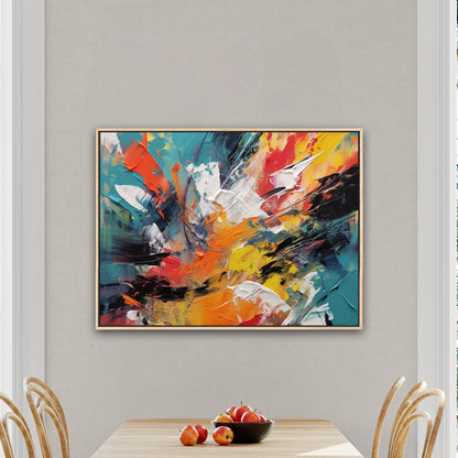 Abstract Oil Painting in Bright Colors - Vivid Burst of Abstract Energy