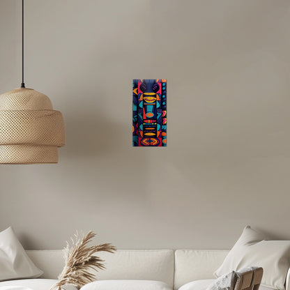 Tribal Totem Style Abstract Painting - Tribal Rhythms: Bold & Vibrant