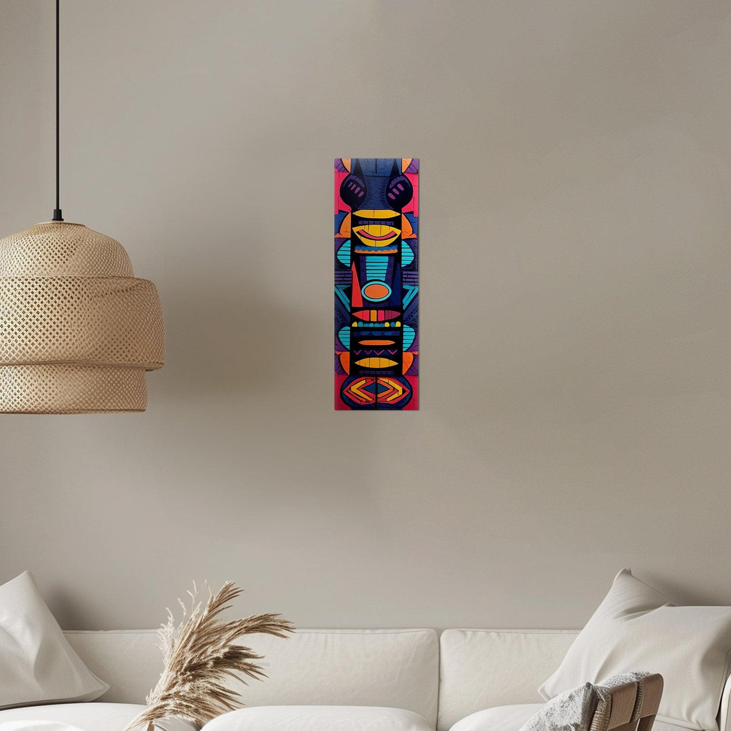 Tribal Totem Style Abstract Painting - Tribal Rhythms: Bold & Vibrant