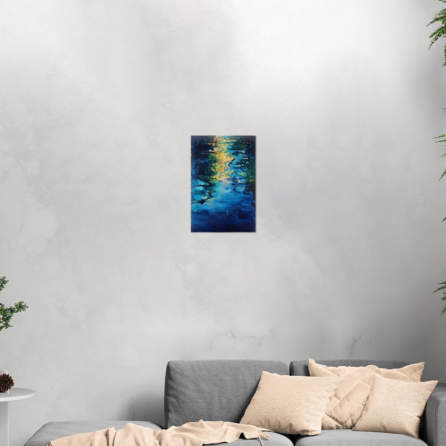 Mesmerizing abstract oil painting of water with vibrant ripples - Enchanting Oasis