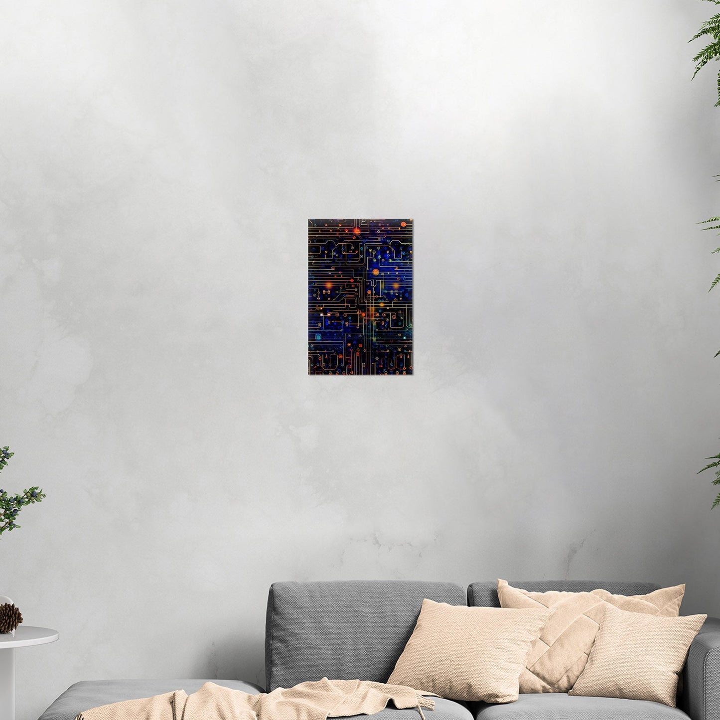 Impressionistic Circuit Board Painting - Binary Circuitry Revival