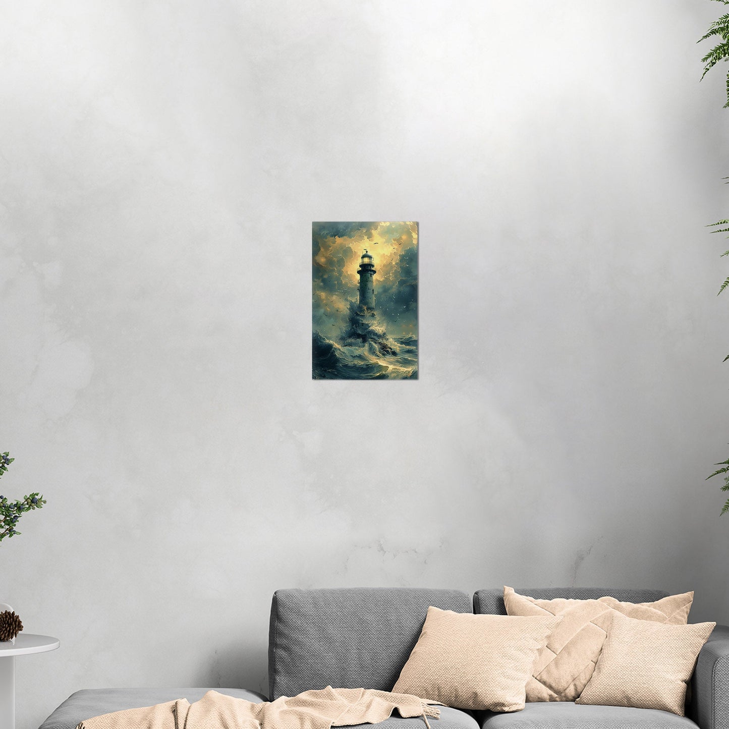 Handmade coastal lighthouse artwork - Illuminated Tranquility