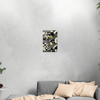 Black and White Geometric Abstract Painting - Cosmic Chaos