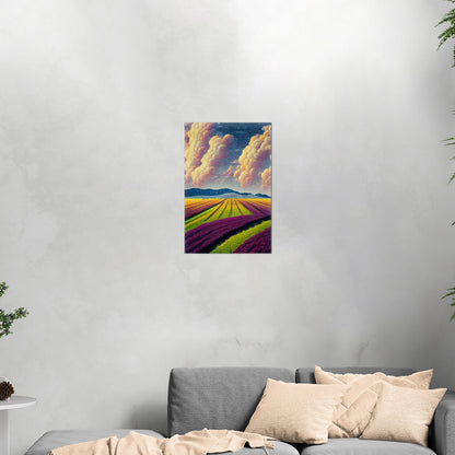 Surreal Whimsical Grape Fields Landscape Illustration - The Grape Sky