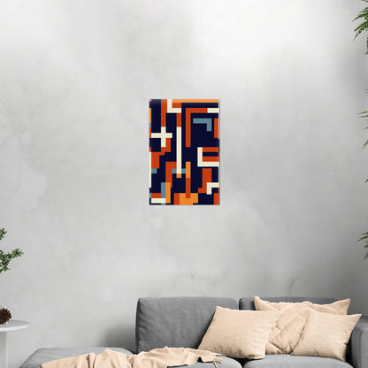 Geometric abstract wall art in blue and gold - Zenith Bliss