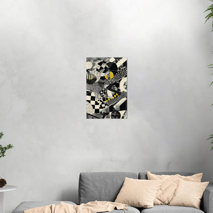 Black and White Geometric Abstract Painting - Cosmic Chaos