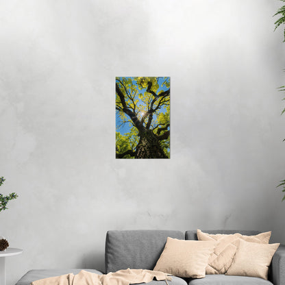 Photorealistic Tree Trunk View of Tree and Sky - Tranquil Vitality: Sunlit Tree Dream