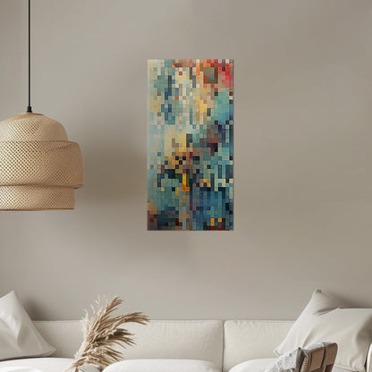 Abstract Geometric Squares Painting - Digital Retro Geometric Mosaic Art