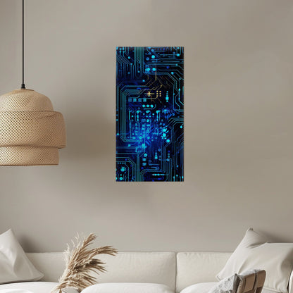 Impressionistic Circuit Board Painting - Electric Binary Dreams