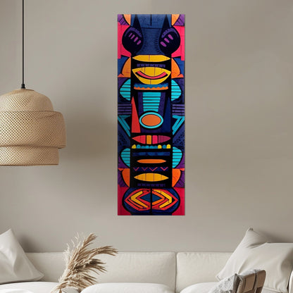 Tribal Totem Style Abstract Painting - Tribal Rhythms: Bold & Vibrant