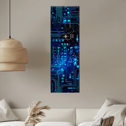 Impressionistic Circuit Board Painting - Electric Binary Dreams