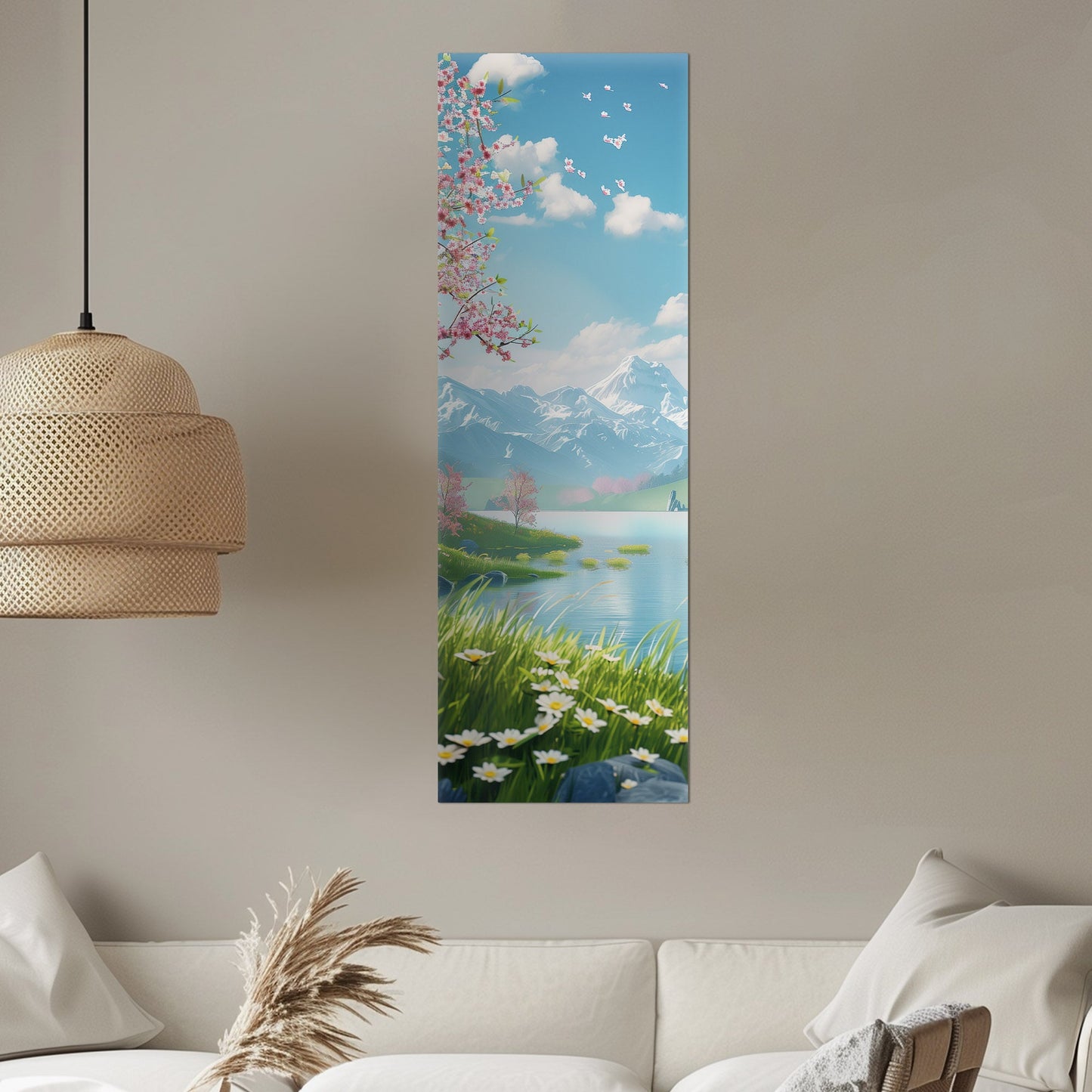 Asian-inspired 3D Illustration of Spring Scenery - Enchanting Oasis