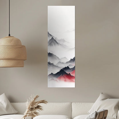 Minimalist Mountain Peaks on White Background - Ethereal Summit