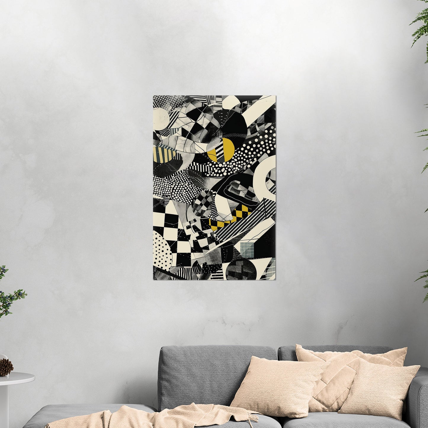 Black and White Geometric Abstract Painting - Cosmic Chaos