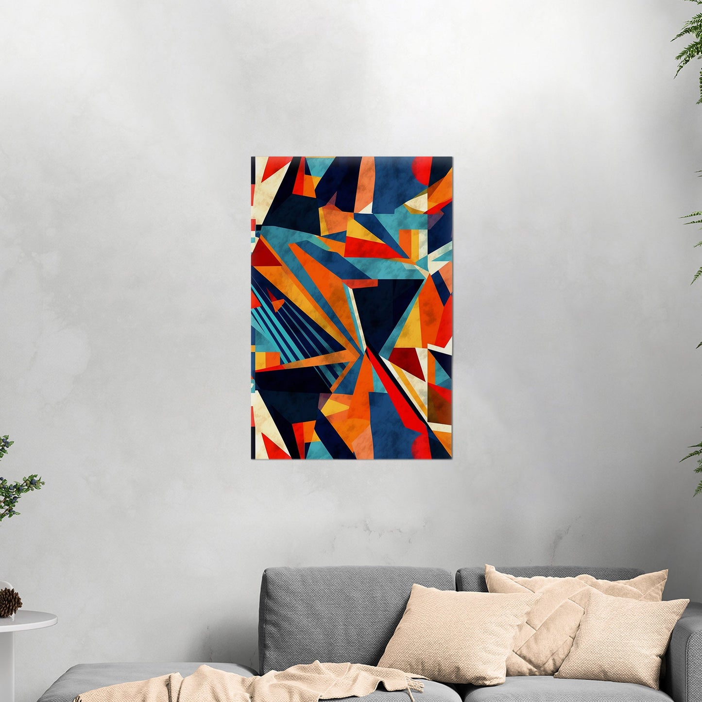 Bold, abstract wall art with geometric shapes and vibrant colors - Transformative Abstraction