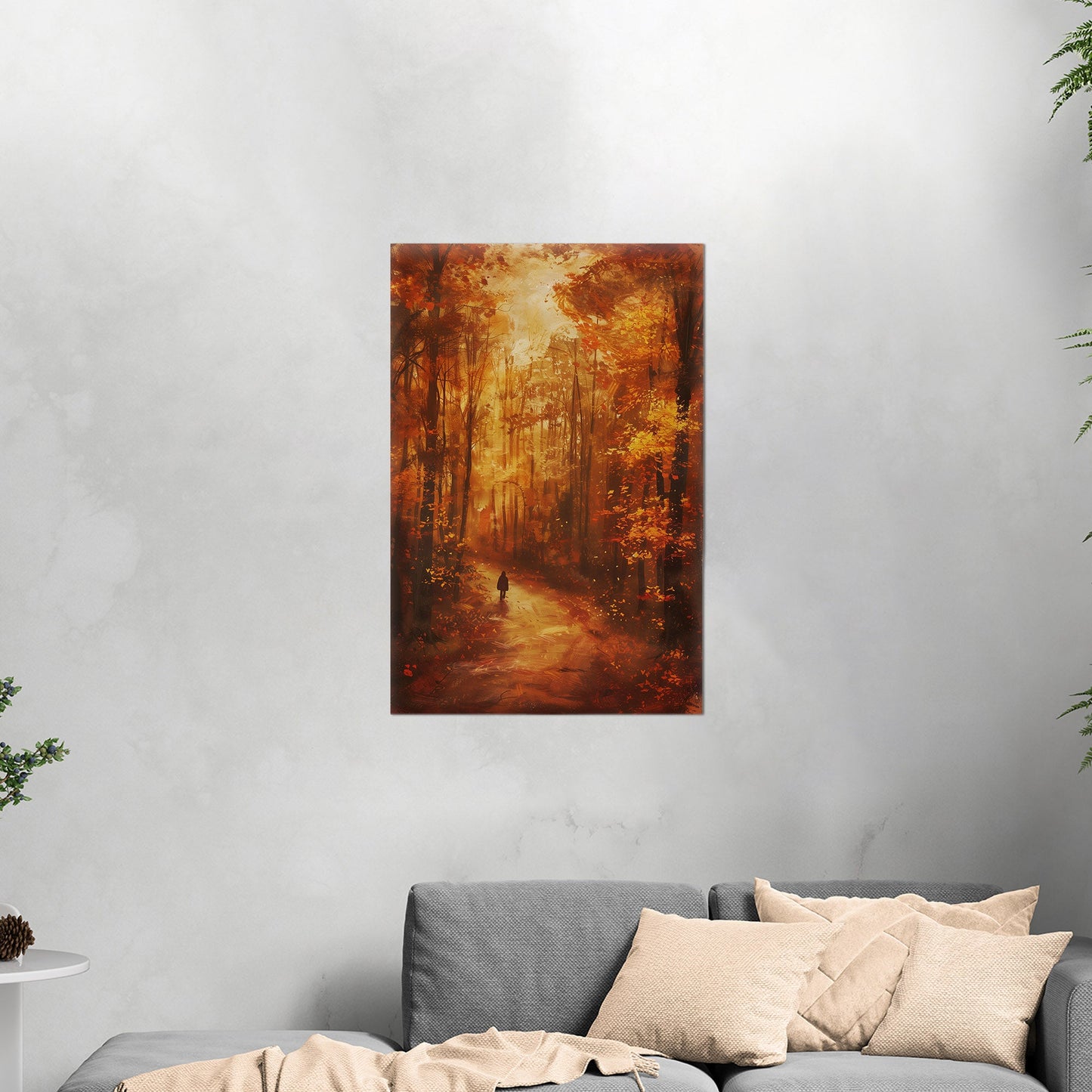 Autumn landscape in brown and orange - Ethereal Wanderer in Rembrandt's Autumn Forest