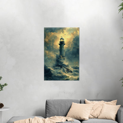 Handmade coastal lighthouse artwork - Illuminated Tranquility