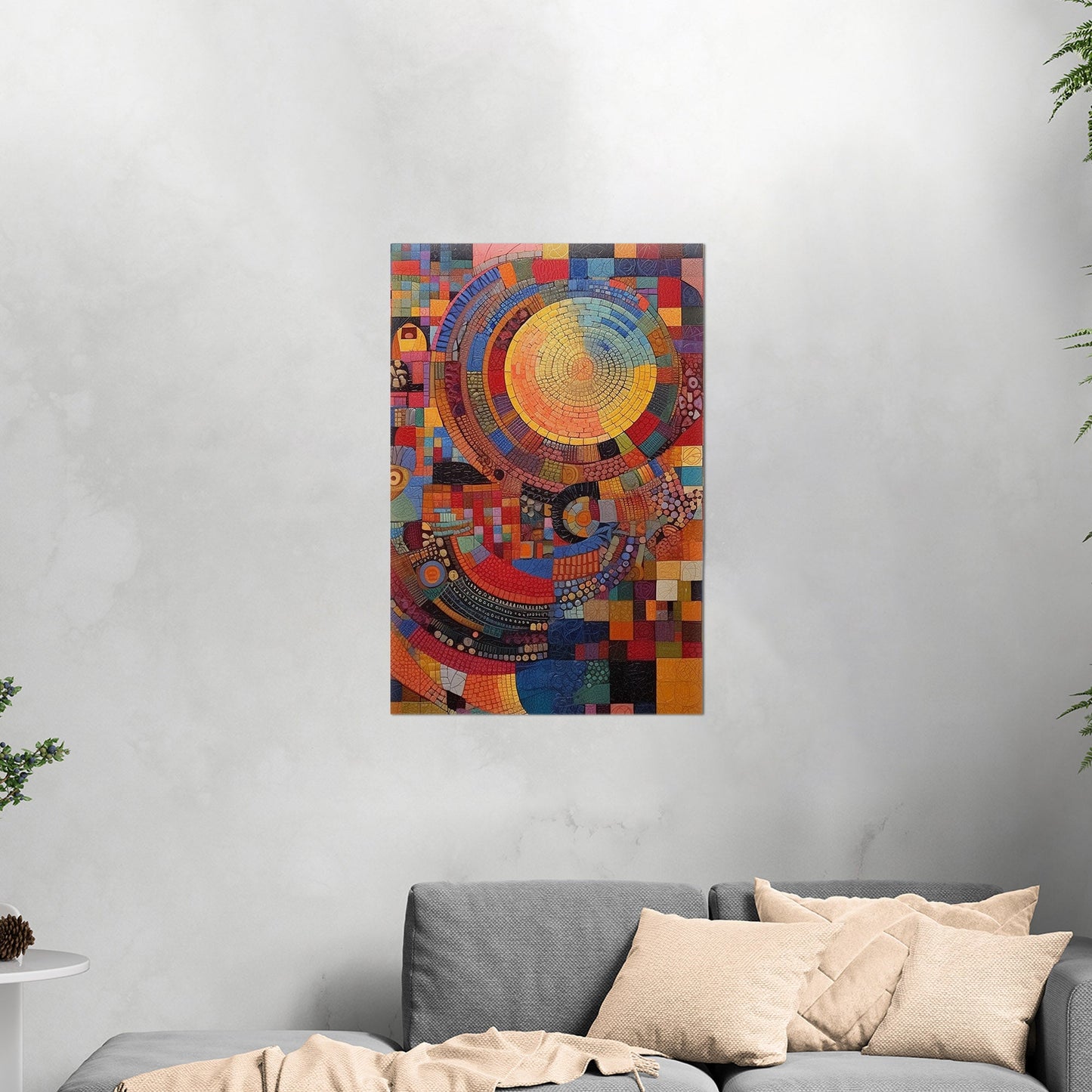 Colorful mosaic artwork with intricate patterns Vibrant Harmony - Enchanting Oasis