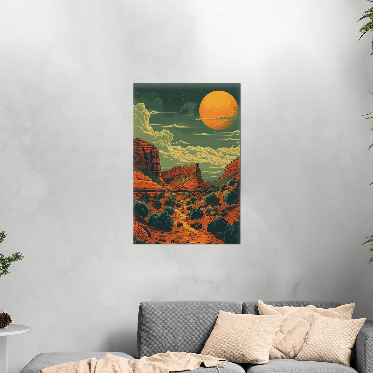 Red Rocks Desert Stylized Illustration - Red Reverie