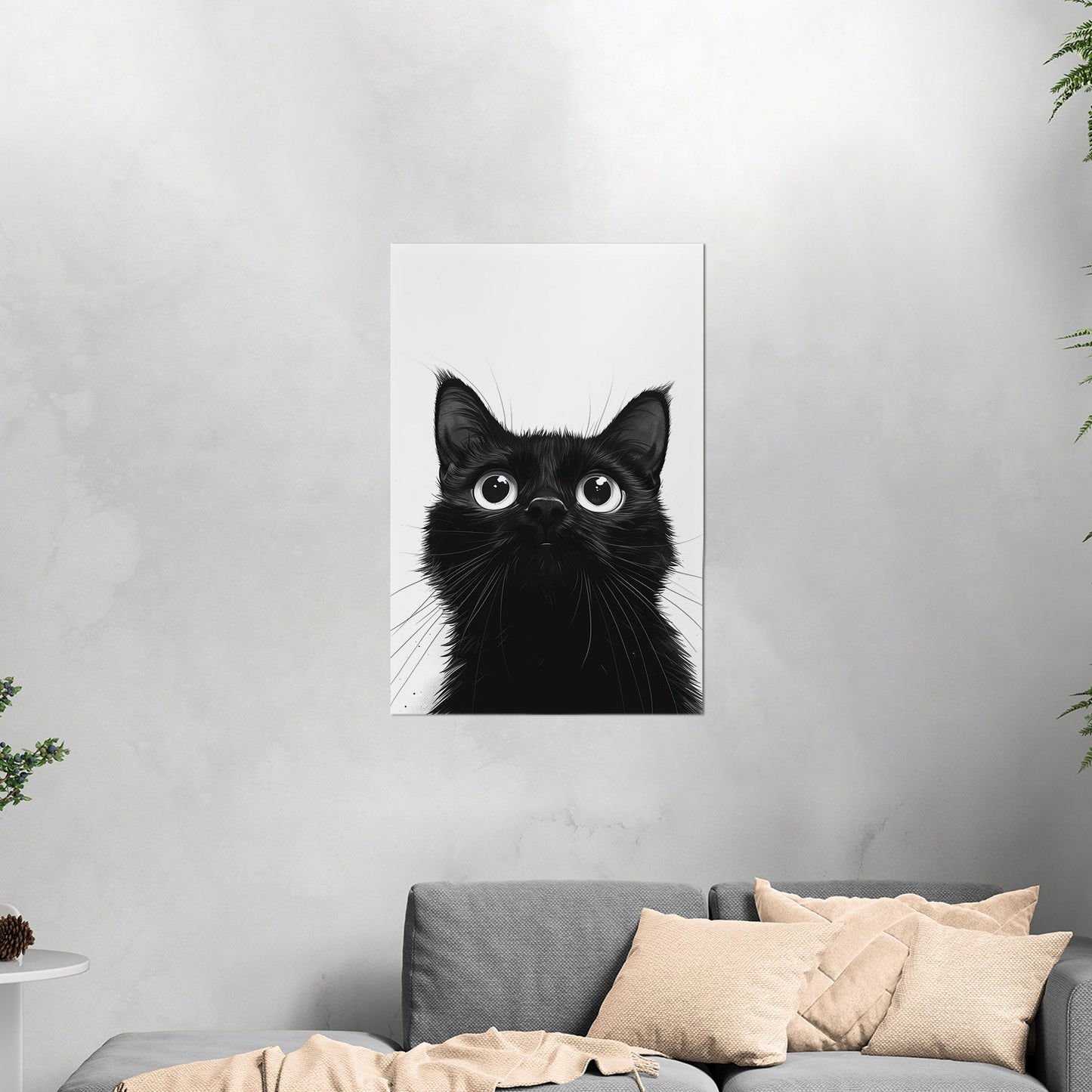 Whimsical cat peering over edge - Enchanted Feline