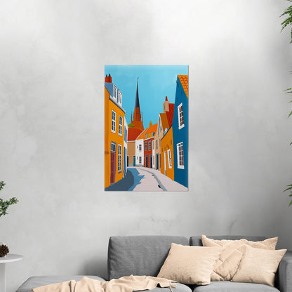 Sky-Blue and Amber Dutch landscape - Enduring Elegance