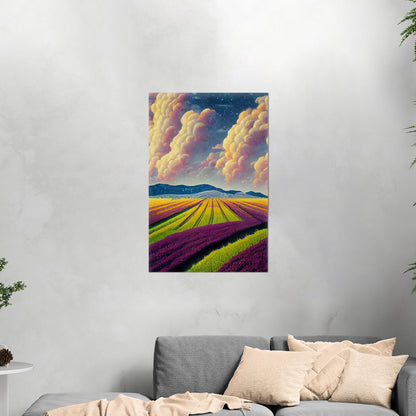 Surreal Whimsical Grape Fields Landscape Illustration - The Grape Sky