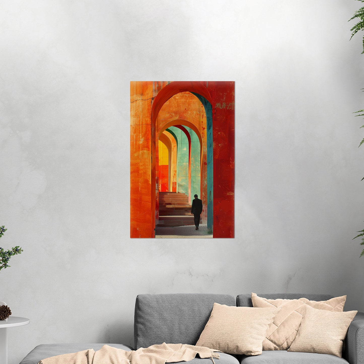 Impressionistic Painting of Archwayed Steps - Maze of Old