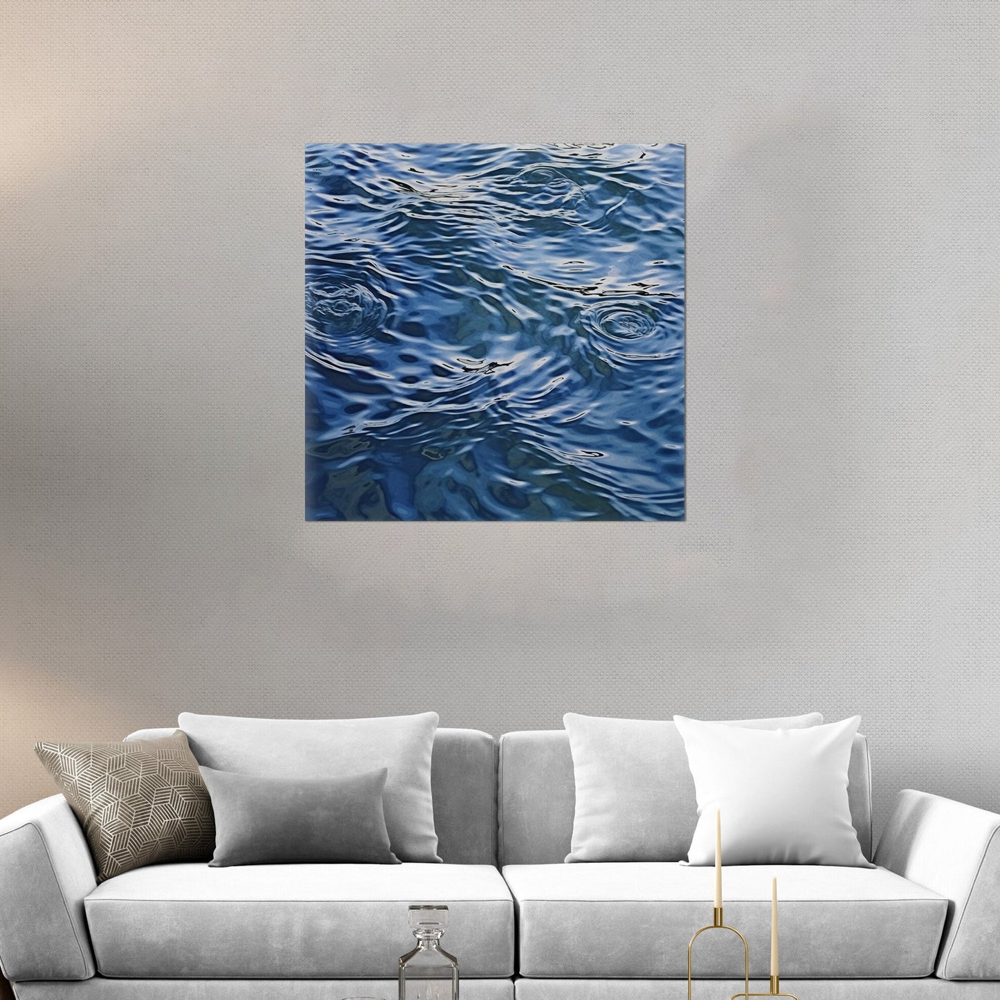 Tranquil blue water ripples in cubist masterpiece - Serene Dimensions